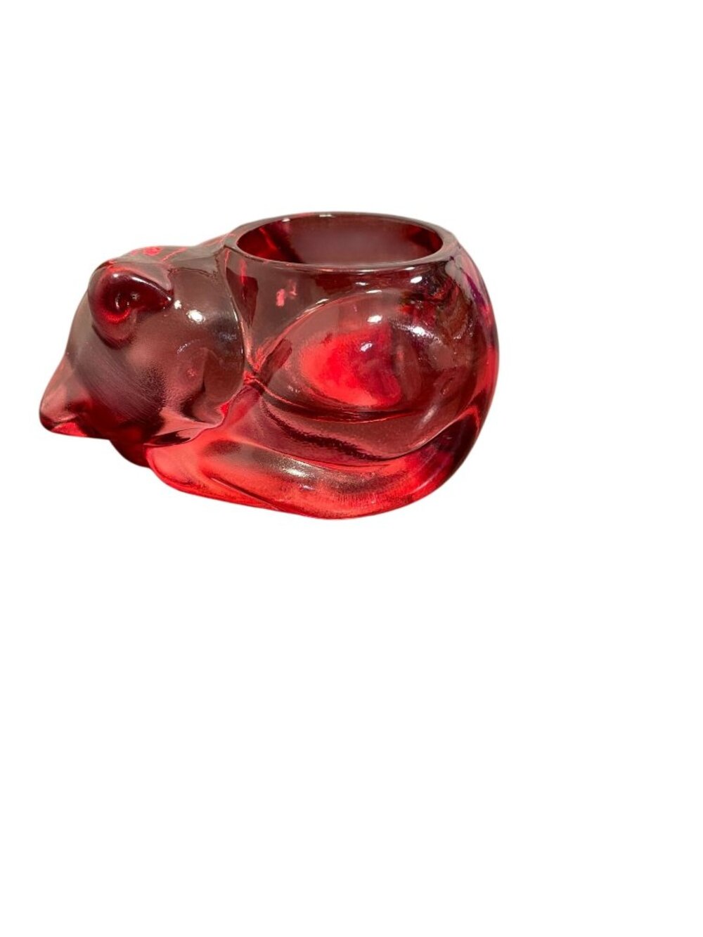 Vintage Indiana Glass Cat Votive Candle Holder Ruby Red Candle Lane Critters